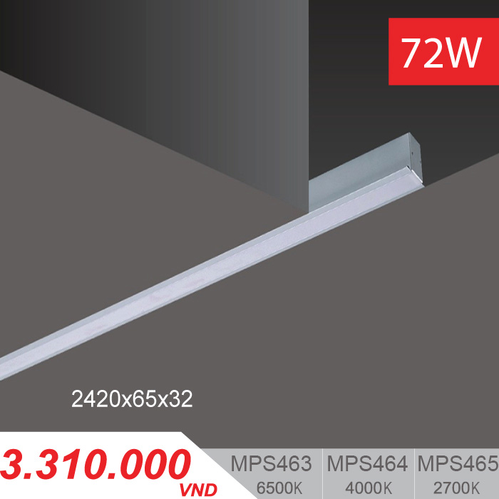 Đèn LED Thanh Âm 72W (2420x65x32) - MPS463/MPS464/MPS465