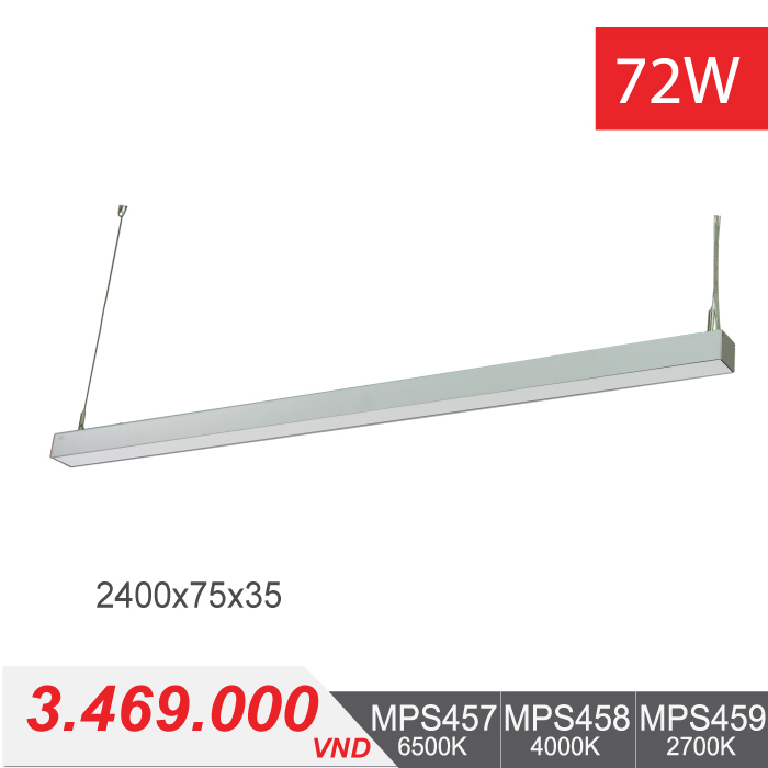 Đèn LED Thanh Treo 72W (2400x75x35) - MPS457/MPS458/MPS459
